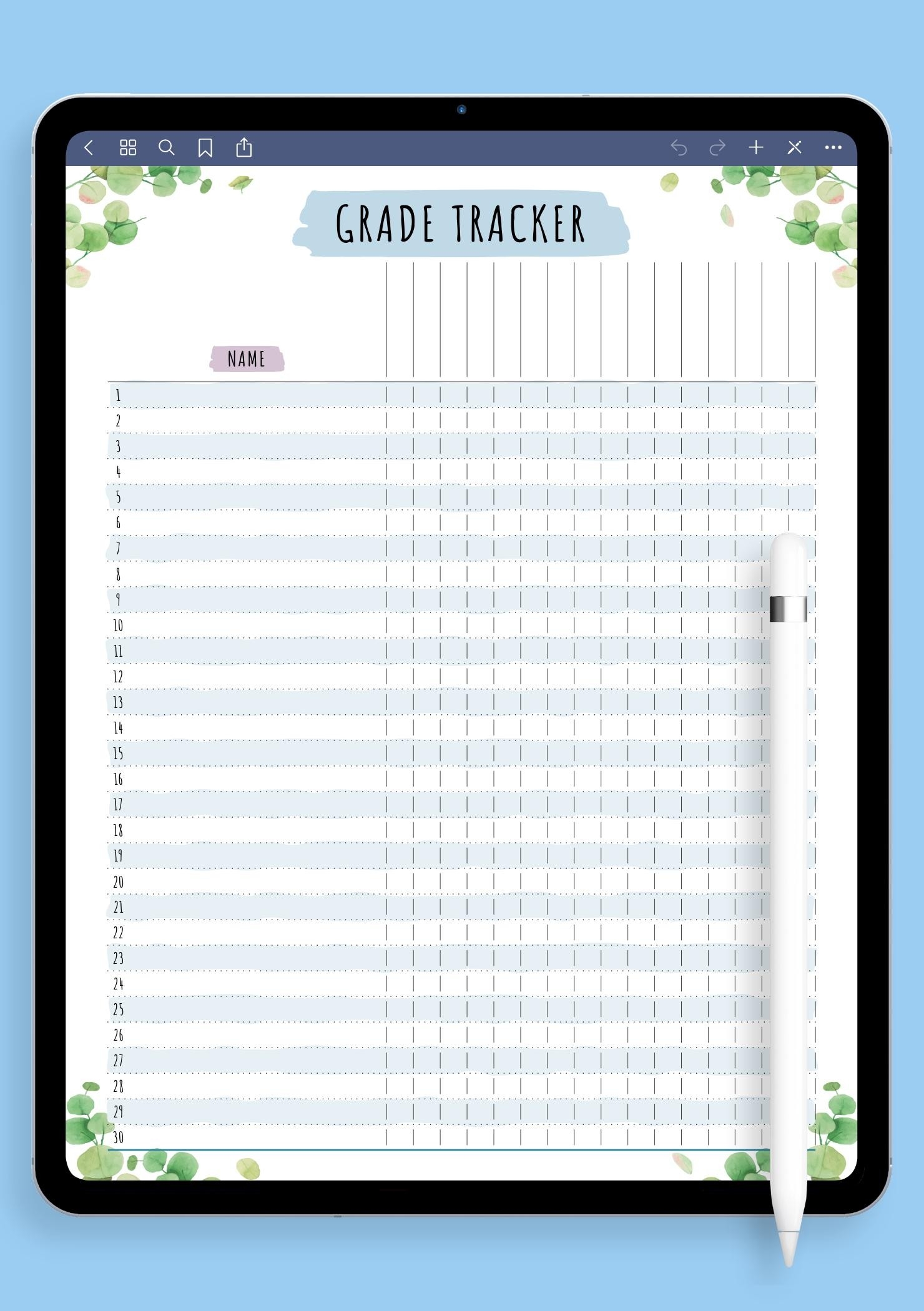 Download Printable Gradebook Template Floral Style PDF Download Printable Gradebook Template Floral Style PDF