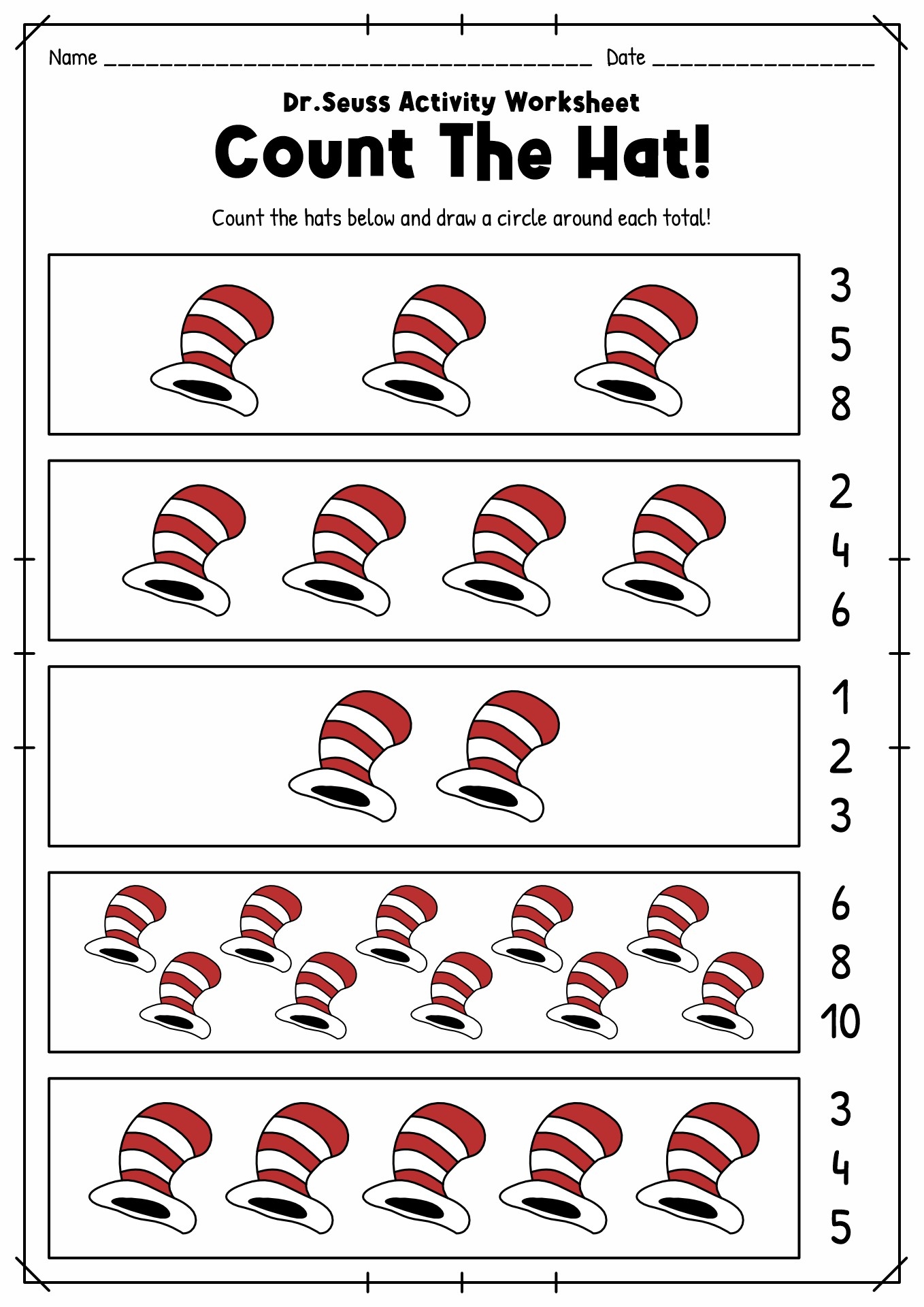 Free Printable Dr Seuss Math Worksheets