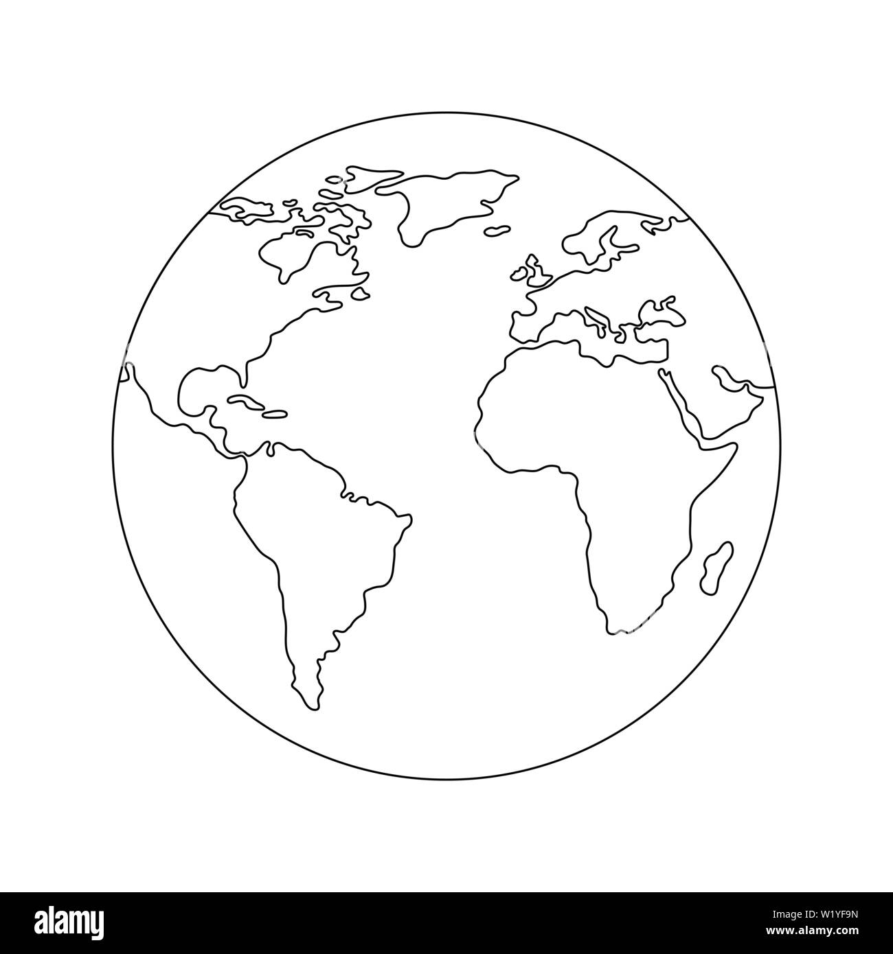 Earth Globe Template World Map Line Style Icon Of Earth Planet Clean And Modern Vector Illustration For Design Web Stock Vector Image Art Alamy