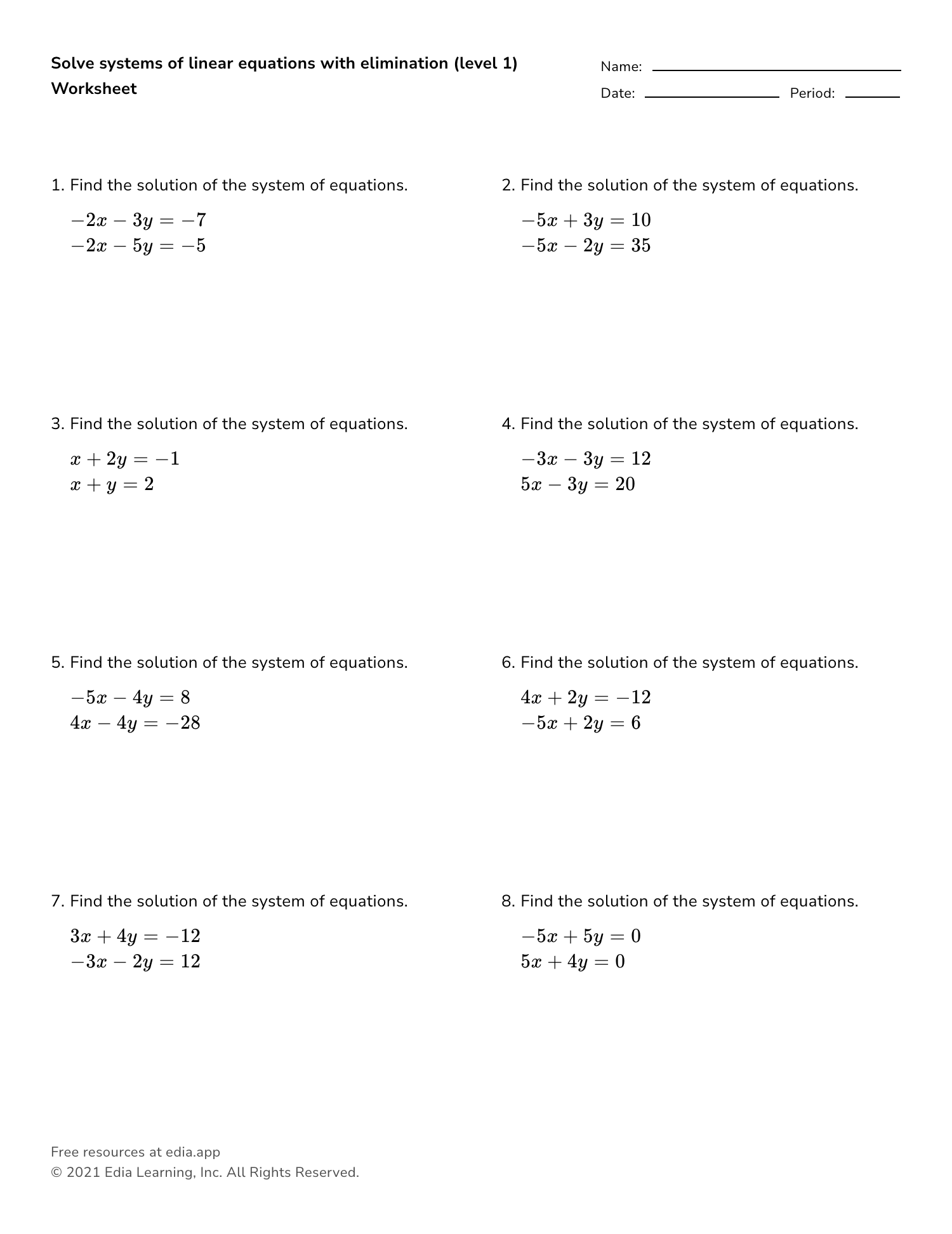Free Printable Worksheets Solving Linear Equations Free Printable Worksheets Solving Linear Equations