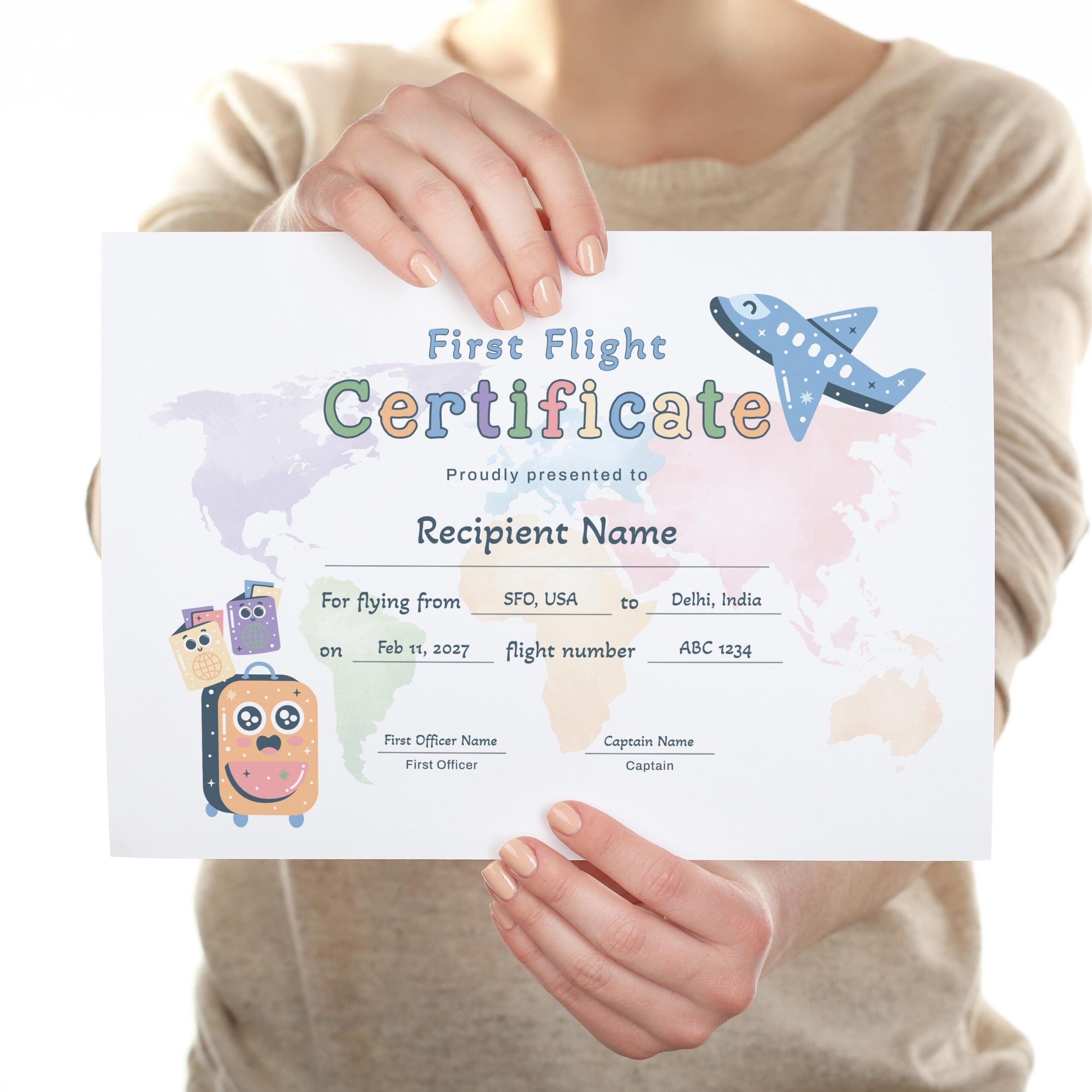 Editable My First Flight Certificate Template Award Certificate For Kids Travel Certificate Bravery Award For First Flight With Airplane 384 Etsy