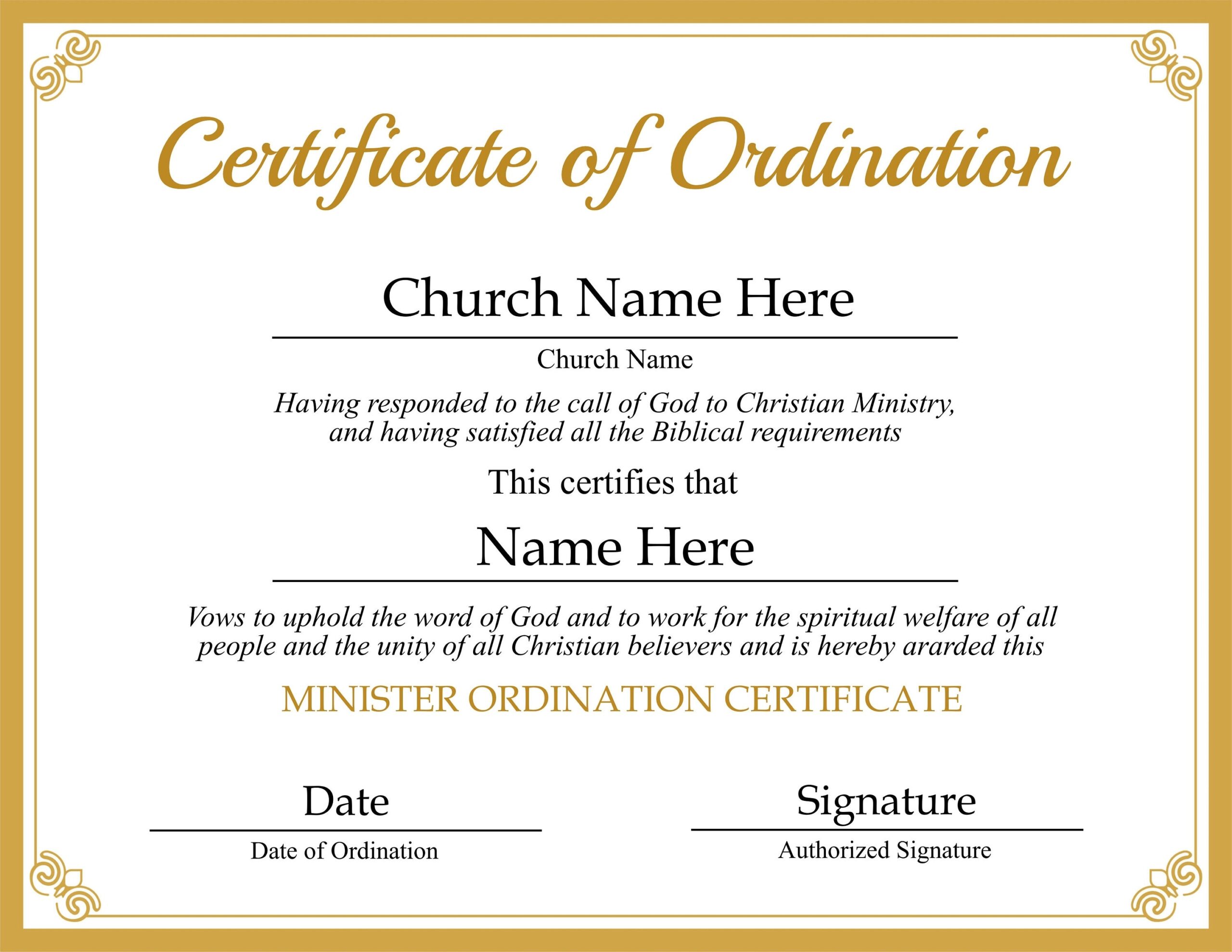 Editable Ordained Minister Certificate Template Printable Certificate Of Ordination Elegant Ordination Certificate Instant Download Etsy