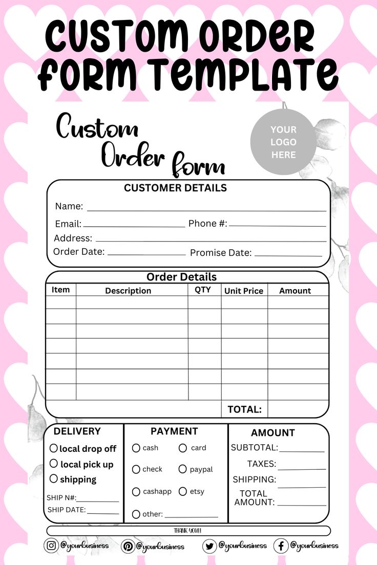 Editable Order Form Template