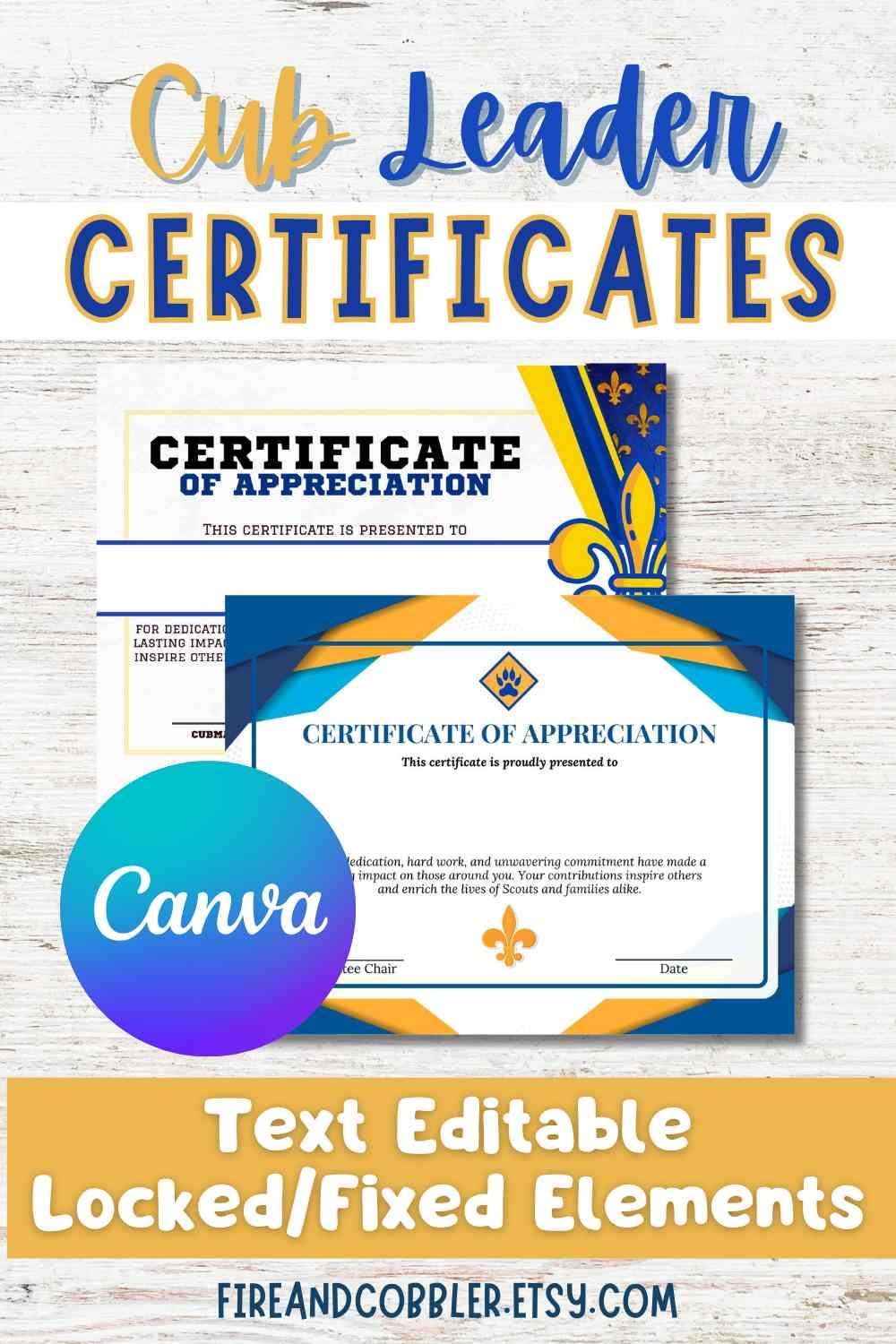 Editable Text Only Cubmaster Scout Leader Certificate Template Den Pack Blue And Gold Award For Recognition Achievement Cub Scout Gift Canva Etsy Editable Text Only Cubmaster Scout Leader Certificate Template Den Pack Blue And Gold Award For Recognition Achievement Cub Scout Gift Canva Etsy