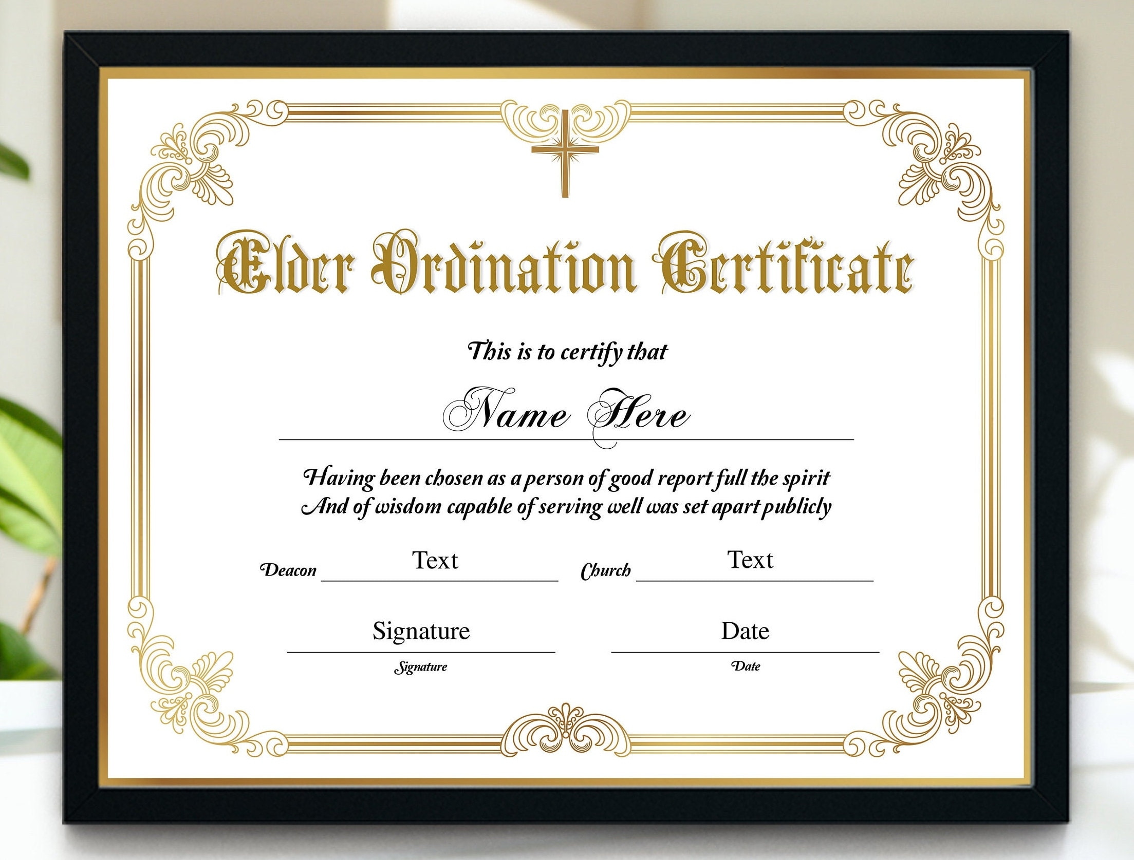 Elder Ordination Certificate Printable Certificate Of Ordination Template Editable Elder Ordination Certificate DIY Church Certificate Etsy