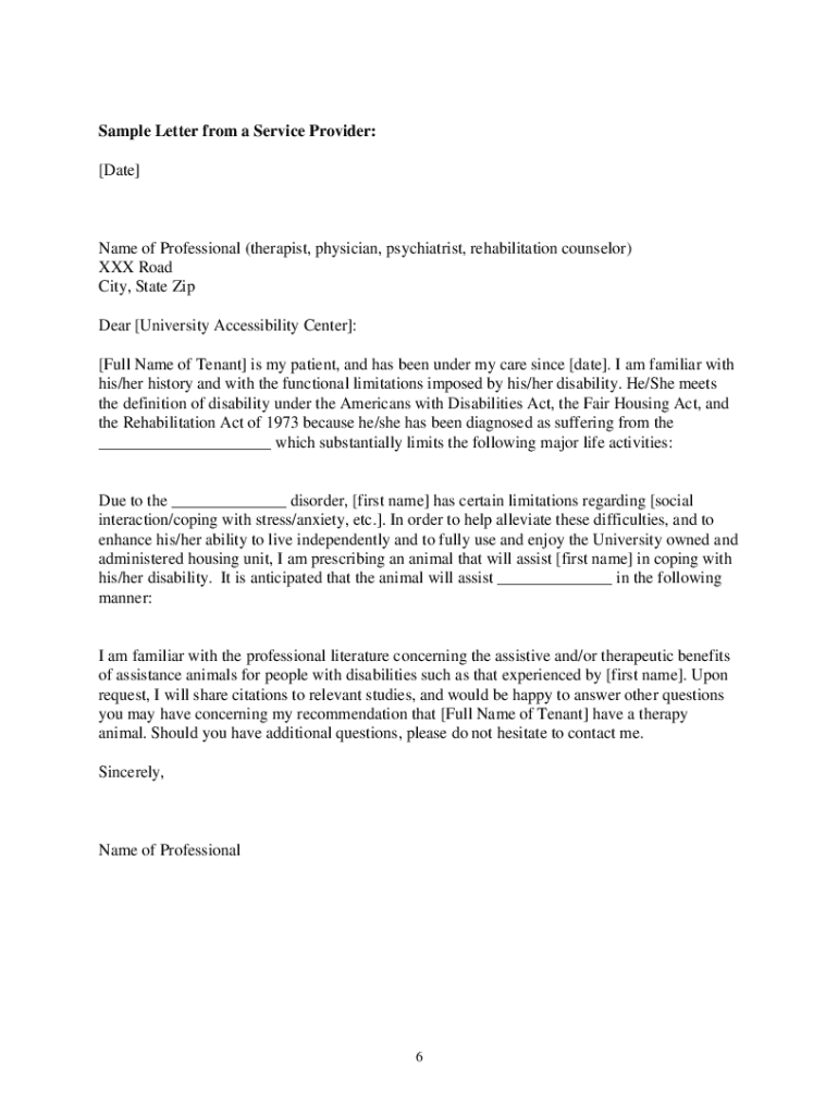 Emotional Support Animal Form Fill Online Printable Fillable Blank PdfFiller