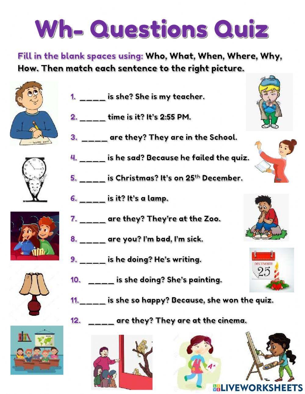 Free Printable Wh Questions Worksheets Free Printable Wh Questions Worksheets