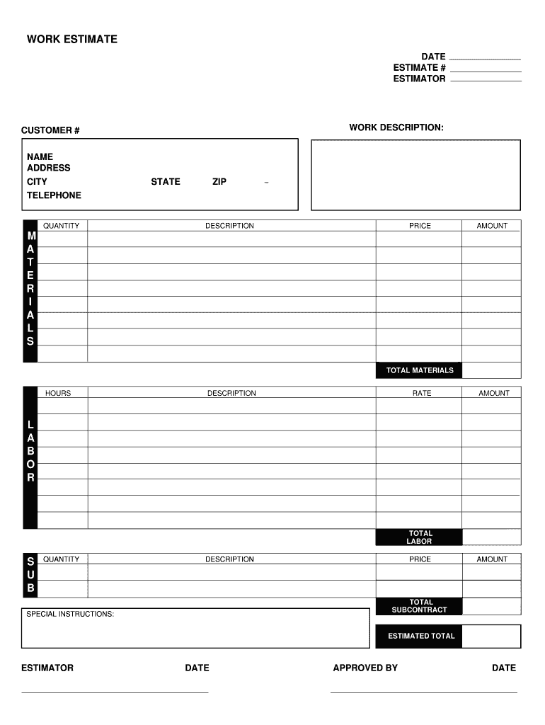 Estimate Template Free Download Pdf Fill Out Sign Online DocHub