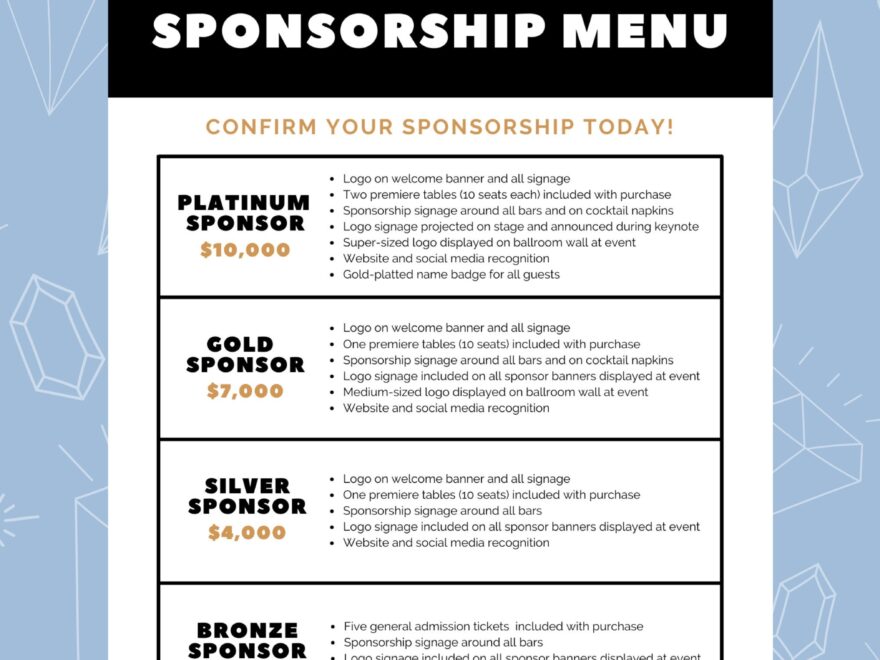 Event Sponsorship Menu Template Canva Templates Editable Sponsor Form Etsy