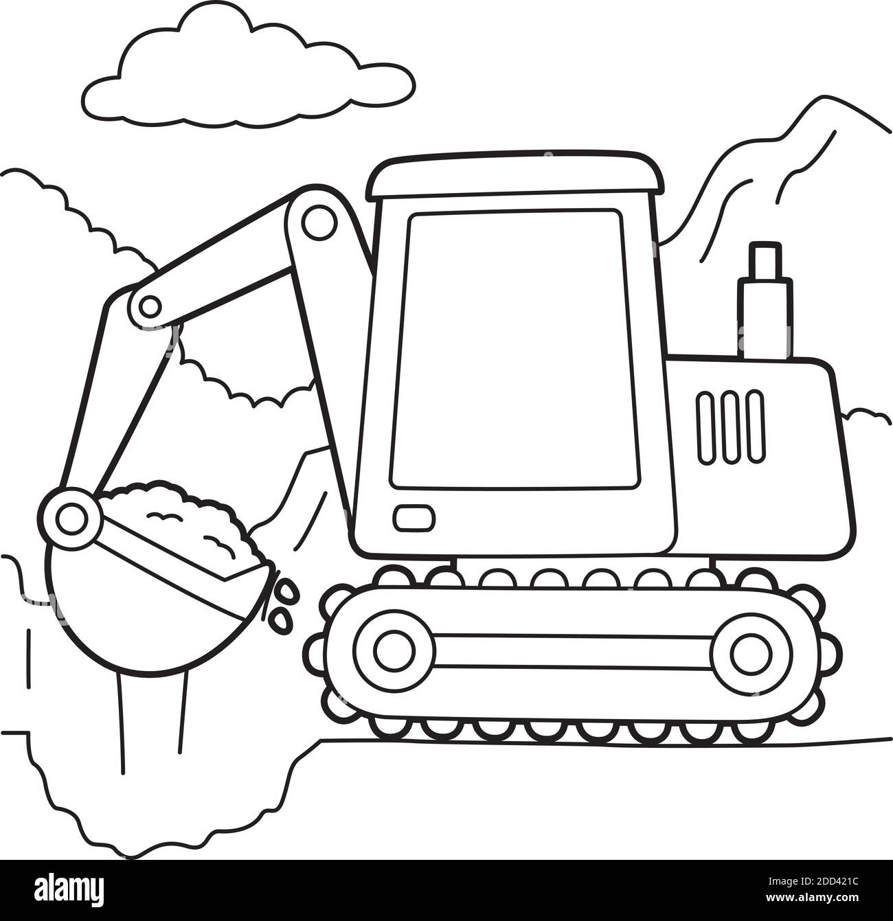 Excavator Coloring Page Stock Vector Image Art Alamy