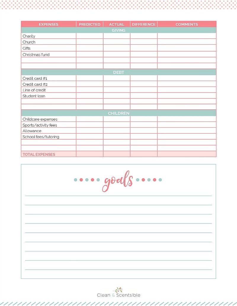 Childcare Free Printable Worksheet For Childcare Expenses