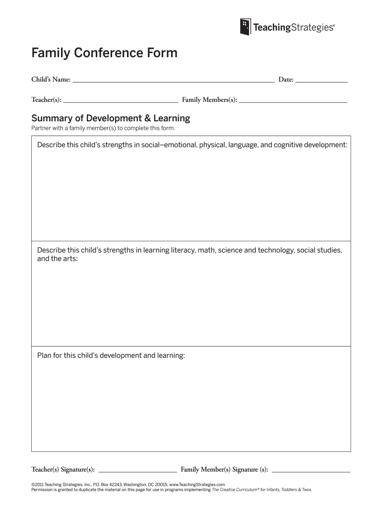 Free Printable Parent Conference Form