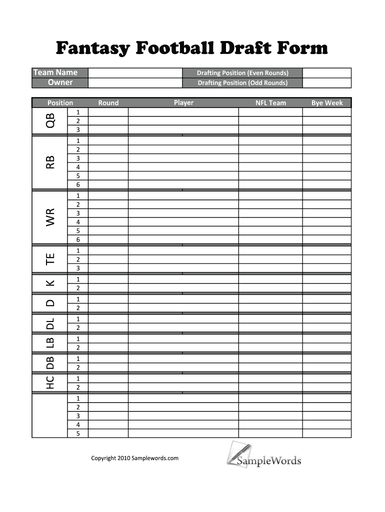 Fantasy Football Roster Sheet Fill Out Sign Online DocHub