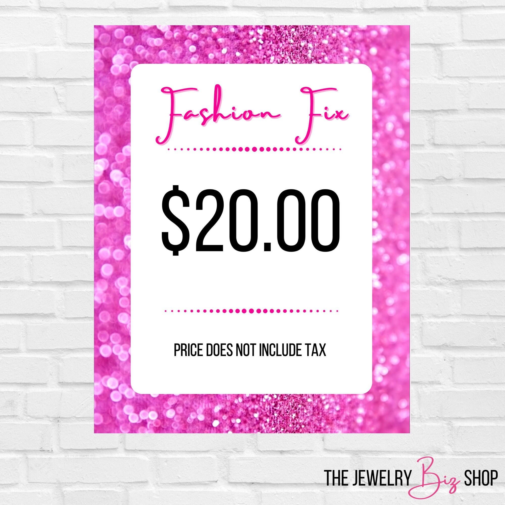 Fashion Fix Set Print Sign 20 Dollars Jewelry Price Sign PDF 20 Dollar Jewelry Sales Consultant Sign Consultant Marketing Material Etsy