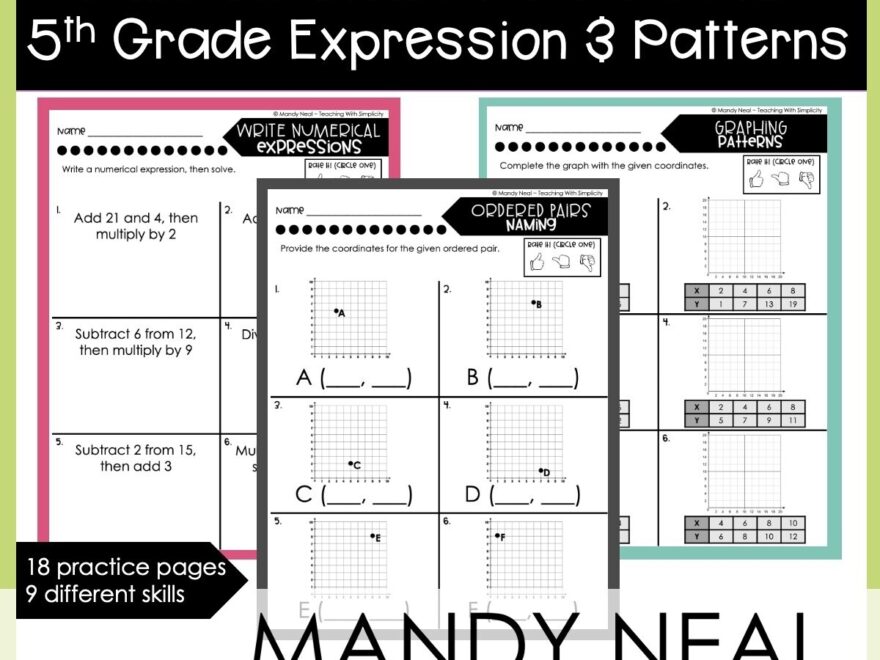 Fifth Grade Expressions And Patterns Worksheets Printable