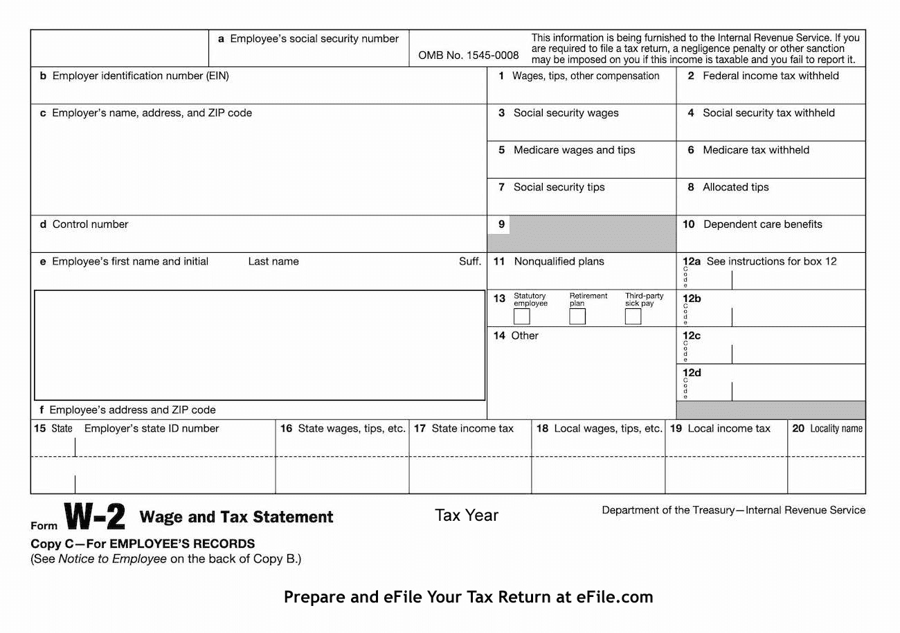 Form W 2 Wage And Tax Statement For Hourly Salary Workers