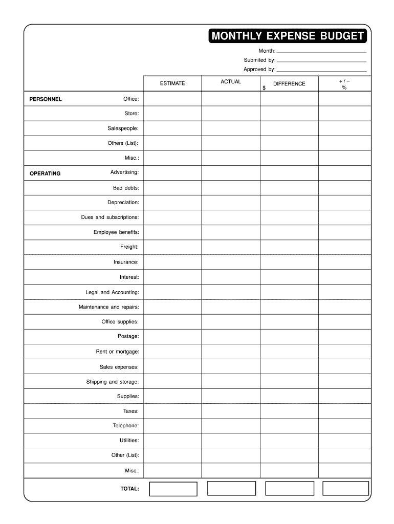 Forms Monthly Expense Printable Fill Online Printable Fillable Blank PdfFiller