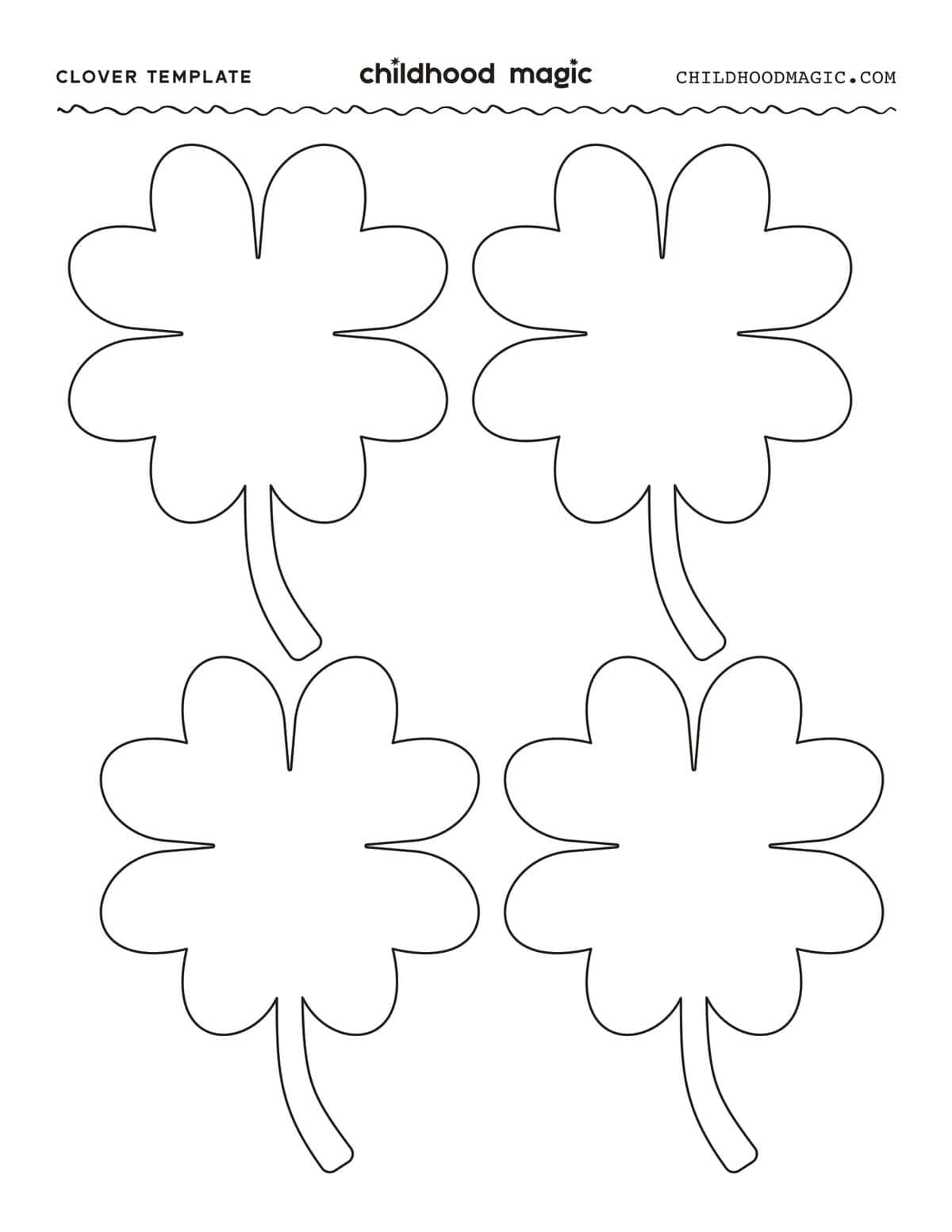 Printable Four Leaf Clover Template Printable Four Leaf Clover Template