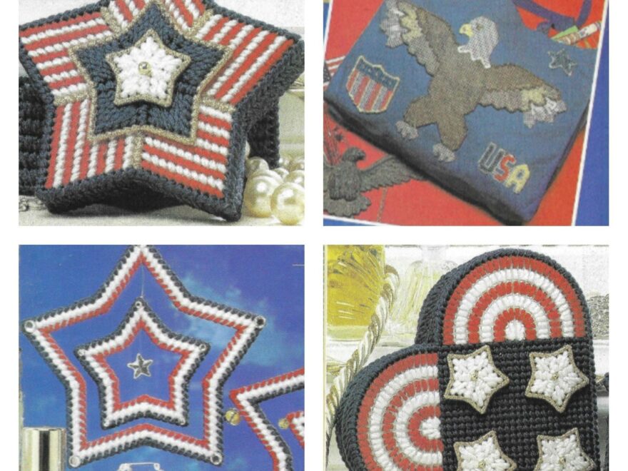 Four Patriotic Plastic Canvas Patterns PDF Mobile Boxes Tote Etsy