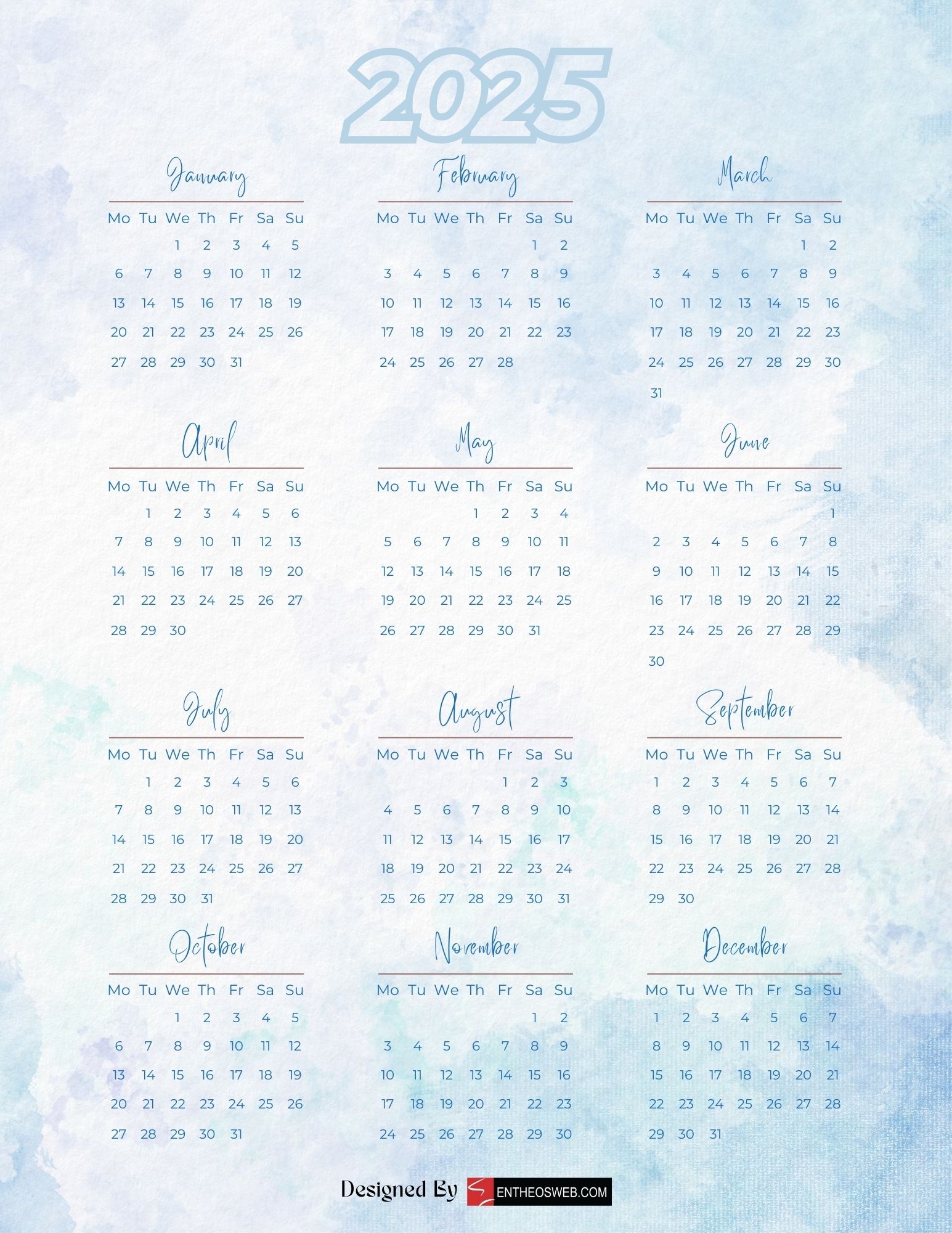 Free 2025 Calendars EntheosWeb Free 2025 Calendars EntheosWeb