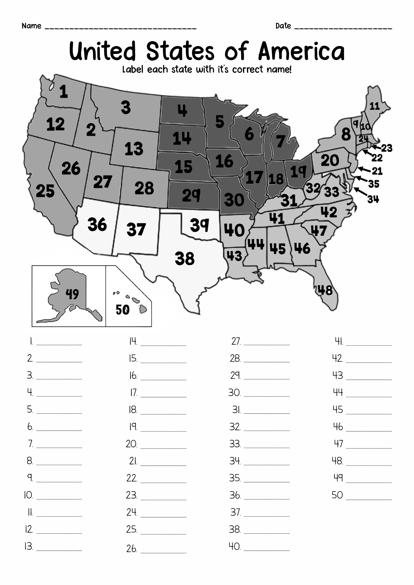 Free Printable 50 States Worksheets Free Printable 50 States Worksheets
