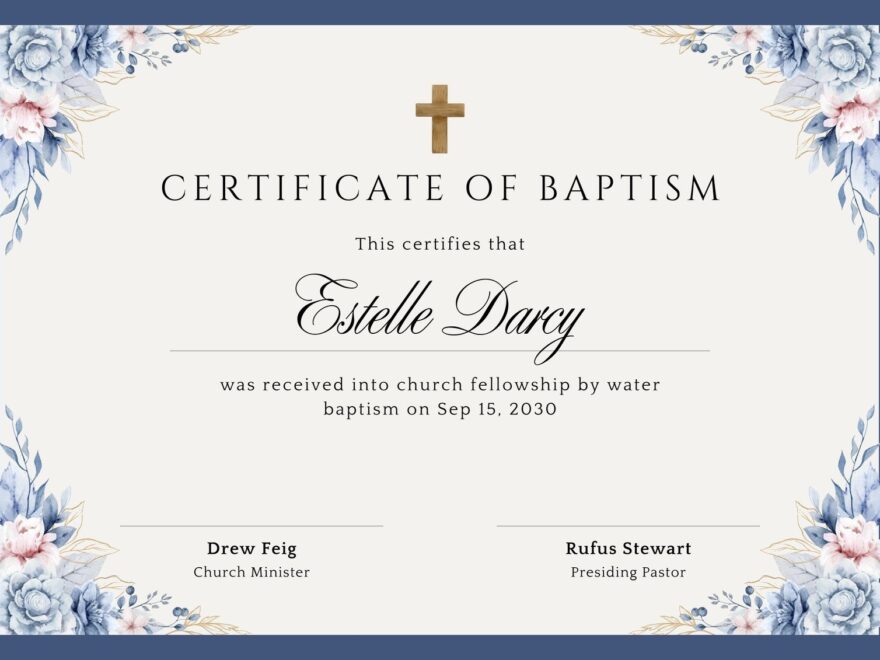 Free Custom Printable Baptismal Certificate Templates Canva