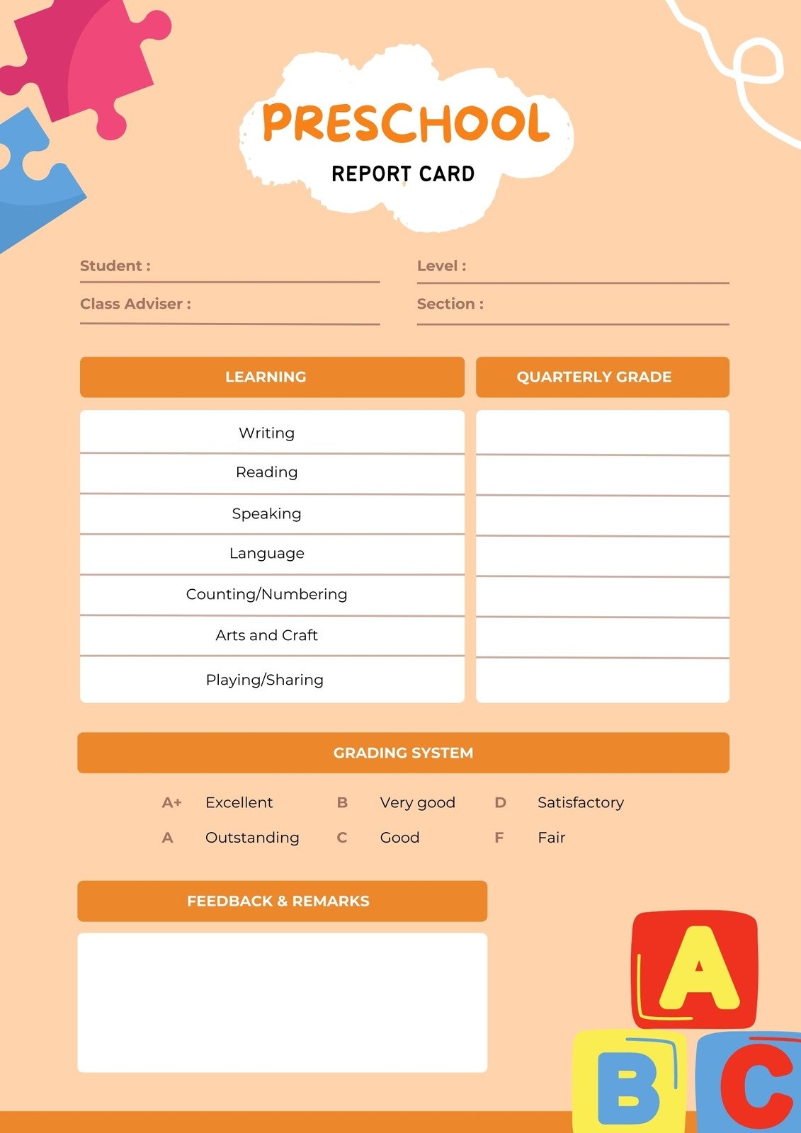 Free Custom Printable Preschool Report Card Templates Canva Free Custom Printable Preschool Report Card Templates Canva