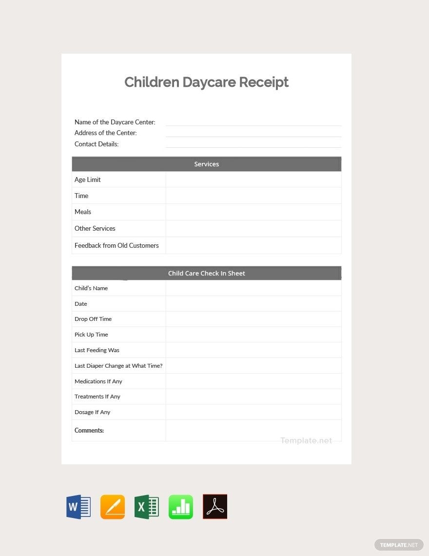 Free Daycare Receipt Templates Editable And Printable