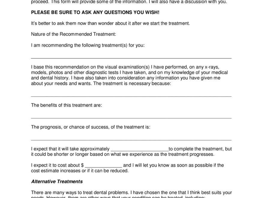 Free Dental Patient Consent Form PDF Word EForms