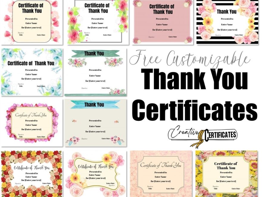 FREE Editable Certificate Of Thank You Edit Online Then Print