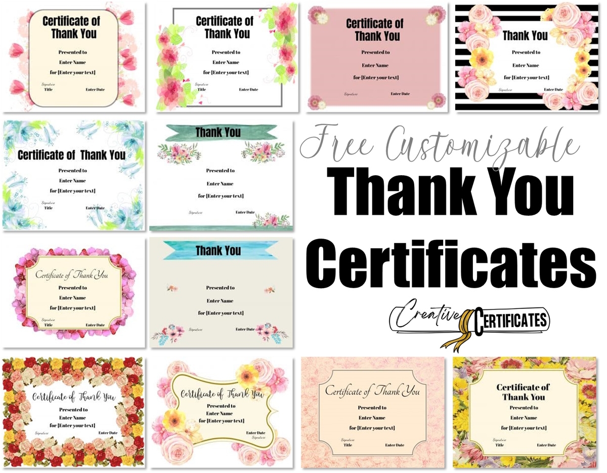 FREE Editable Certificate Of Thank You Edit Online Then Print