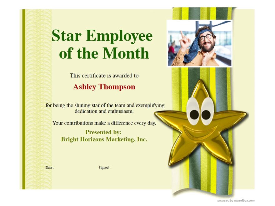 Free Employee Of The Month Certificate Templates
