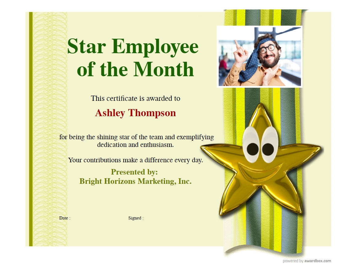 Free Employee Of The Month Certificate Templates