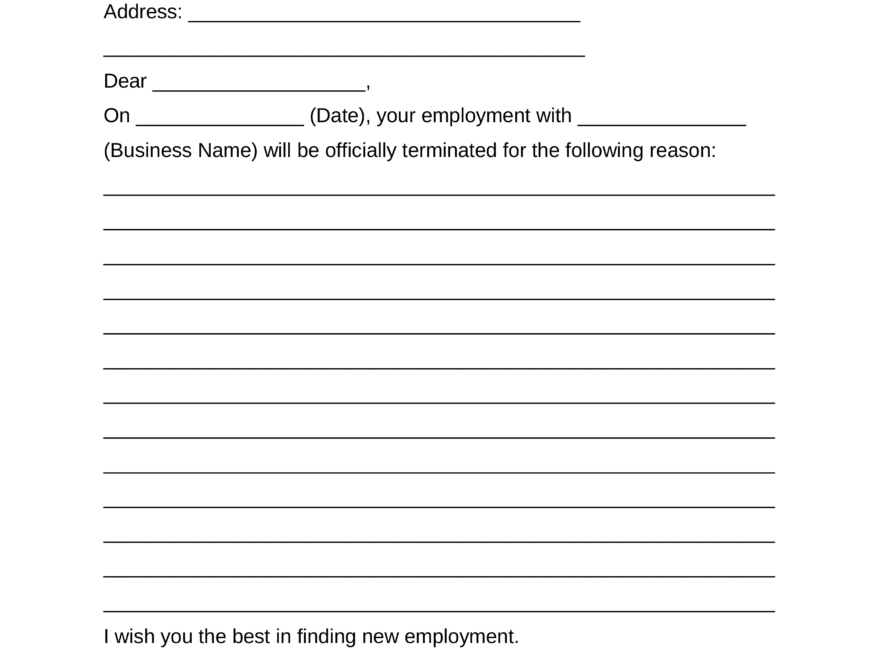 Free Employee Termination Letter Template PDF Word EForms