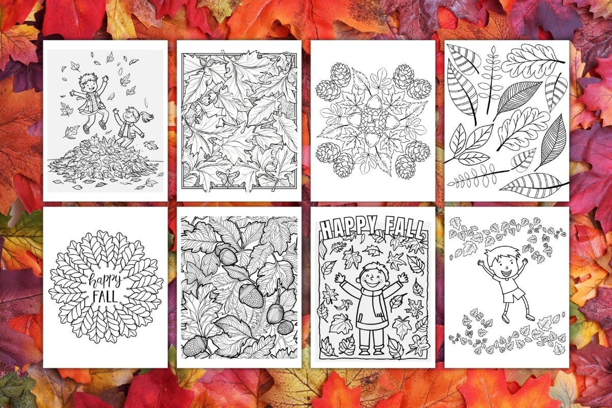 Free Fall Leaf Coloring Pages PDF Download 