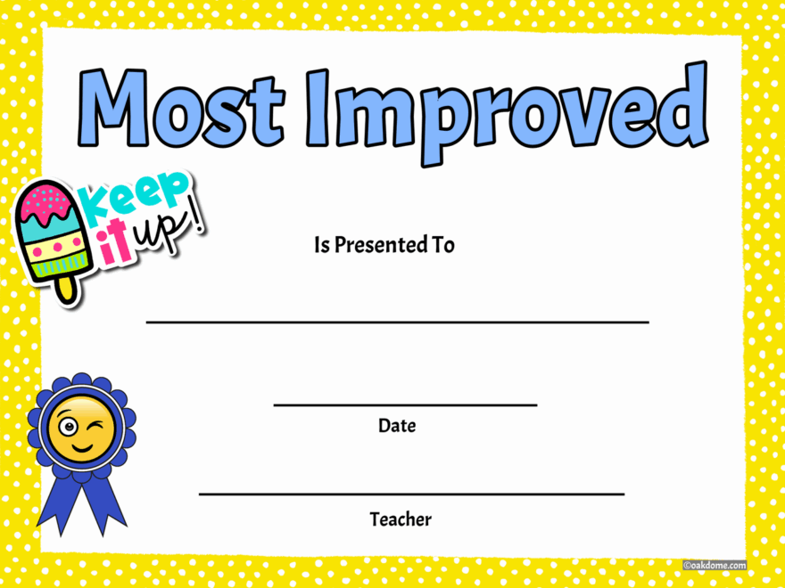 Free Fast Student Award Generator Most Improved Award Worksheets Library