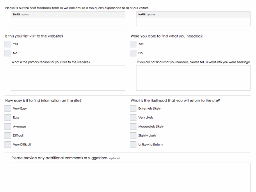 Free Feedback Form Templates Smartsheet