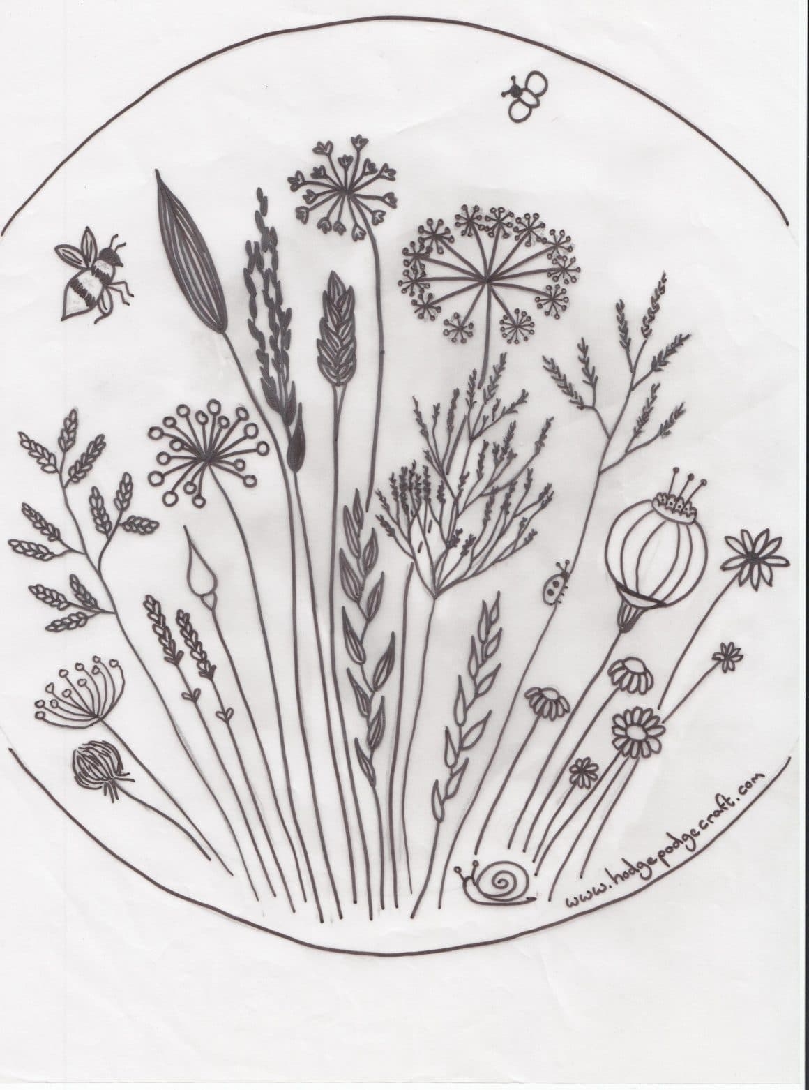 Free Floral Meadow Embroidery Pattern HodgePodgeCraft