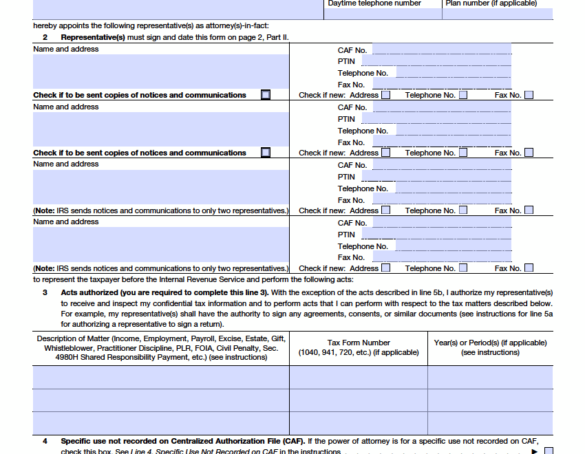 Free IRS Power Of Attorney Form 2848 PDF