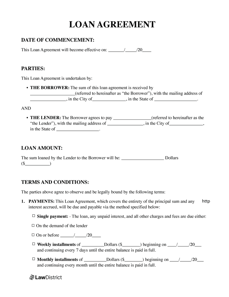 Printable Free Simple Loan Agreement Template Printable Free Simple Loan Agreement Template