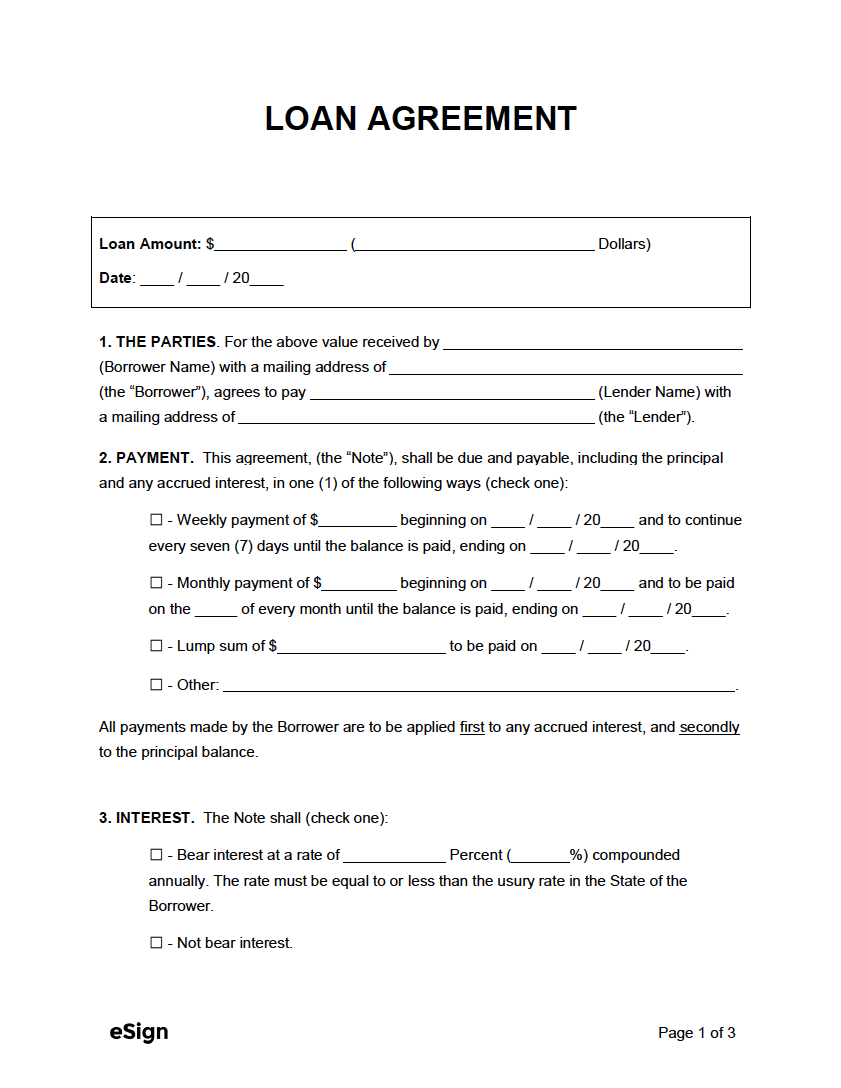 Free Loan Agreement Template PDF Word Free Loan Agreement Template PDF Word
