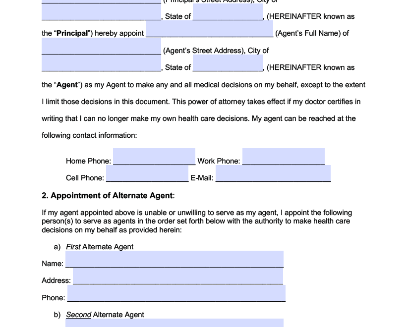 Free Medical Power Of Attorney Forms PDF Word
