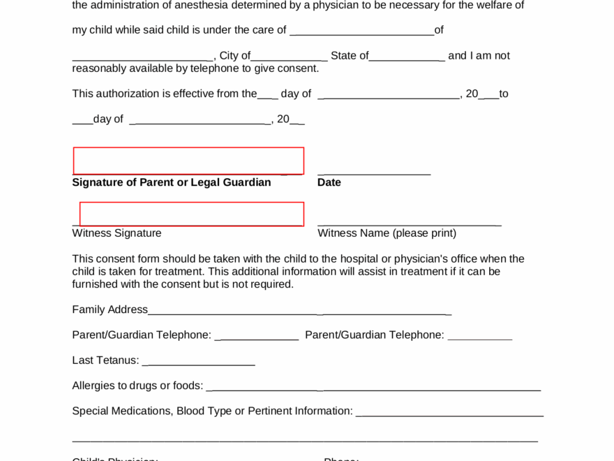 Free Minor Child Medical Consent Form PDF Word EForms