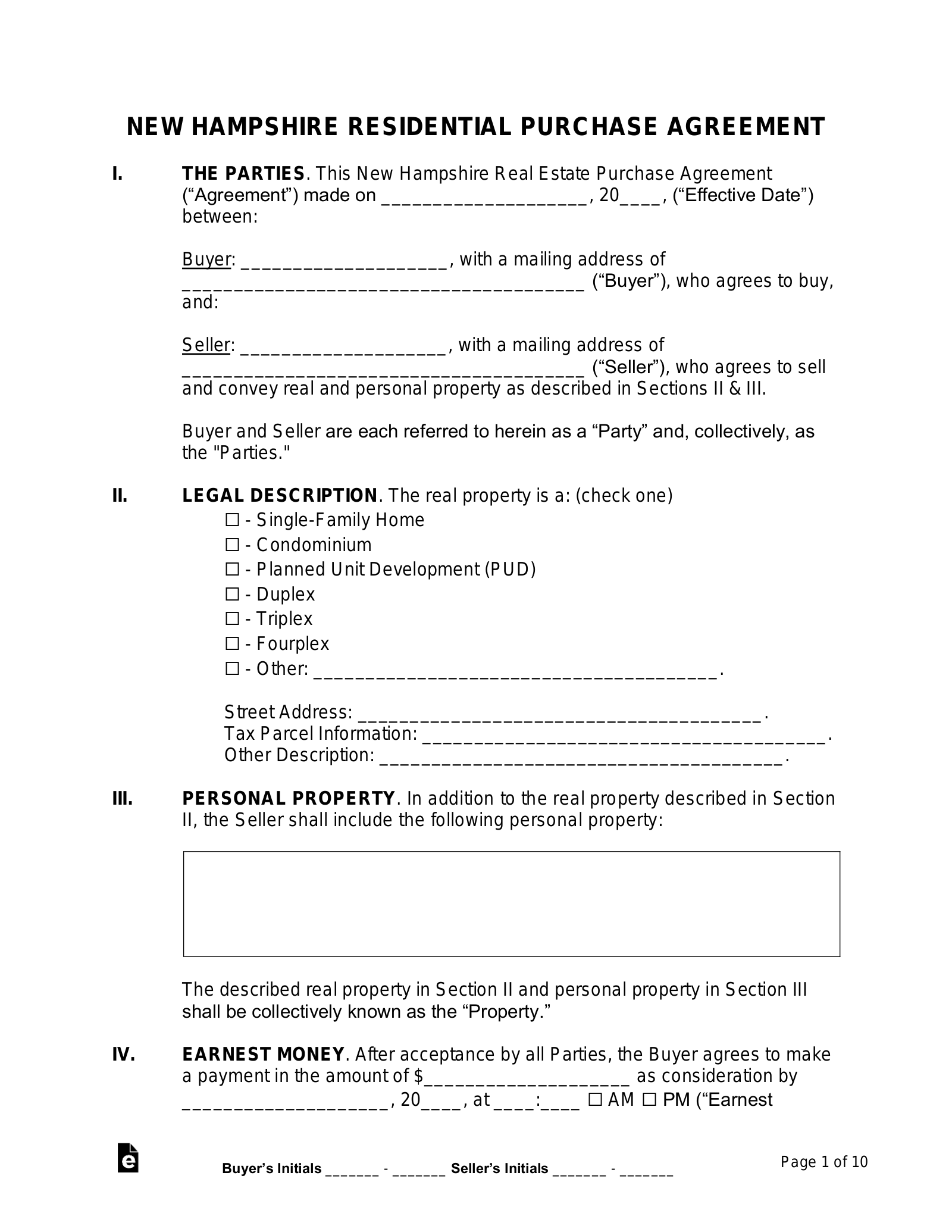Free New Hampshire Residential Purchase Agreement Template PDF Word EForms Free New Hampshire Residential Purchase Agreement Template PDF Word EForms