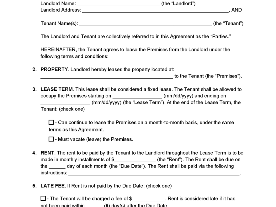 Free New Mexico Standard Residential Lease Agreement Template PDF Word