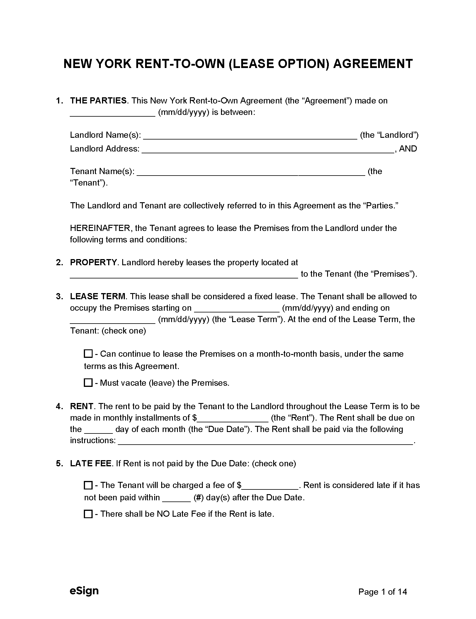 Free New York Rental Lease Agreement Templates 6 PDF