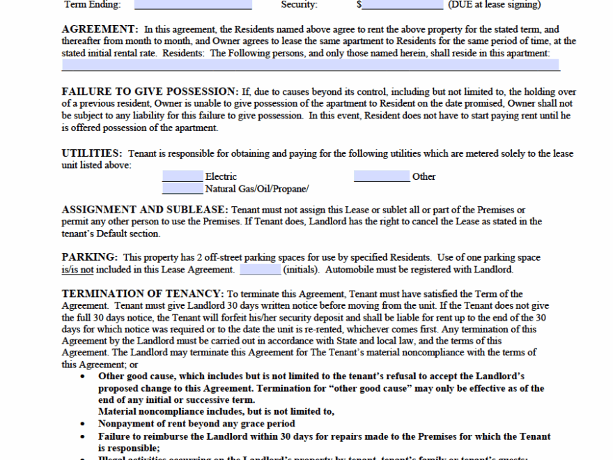 Free New York Rental Lease Agreement Templates PDF