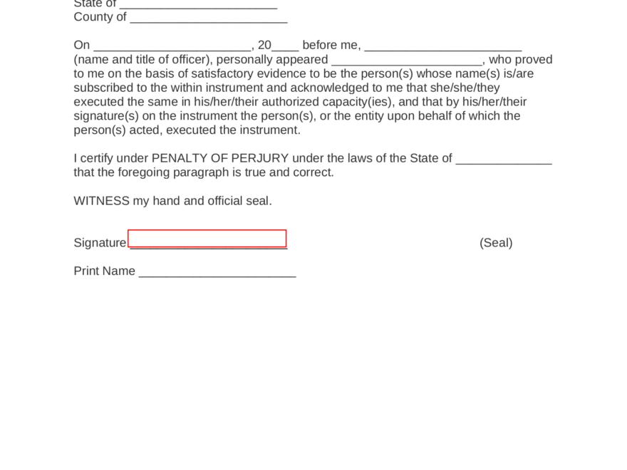 Free Notary Acknowledgment Forms PDF Word EForms