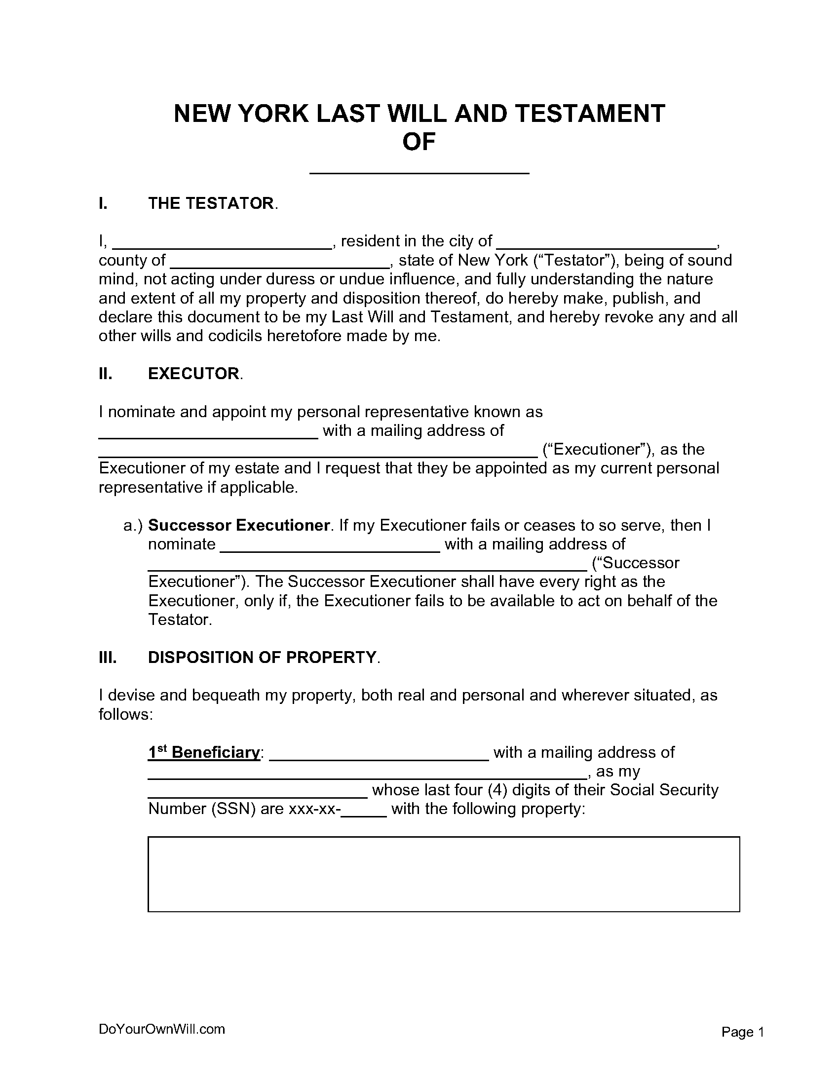 Free Ny Will Template Fill Out Sign Online DocHub Worksheets Library