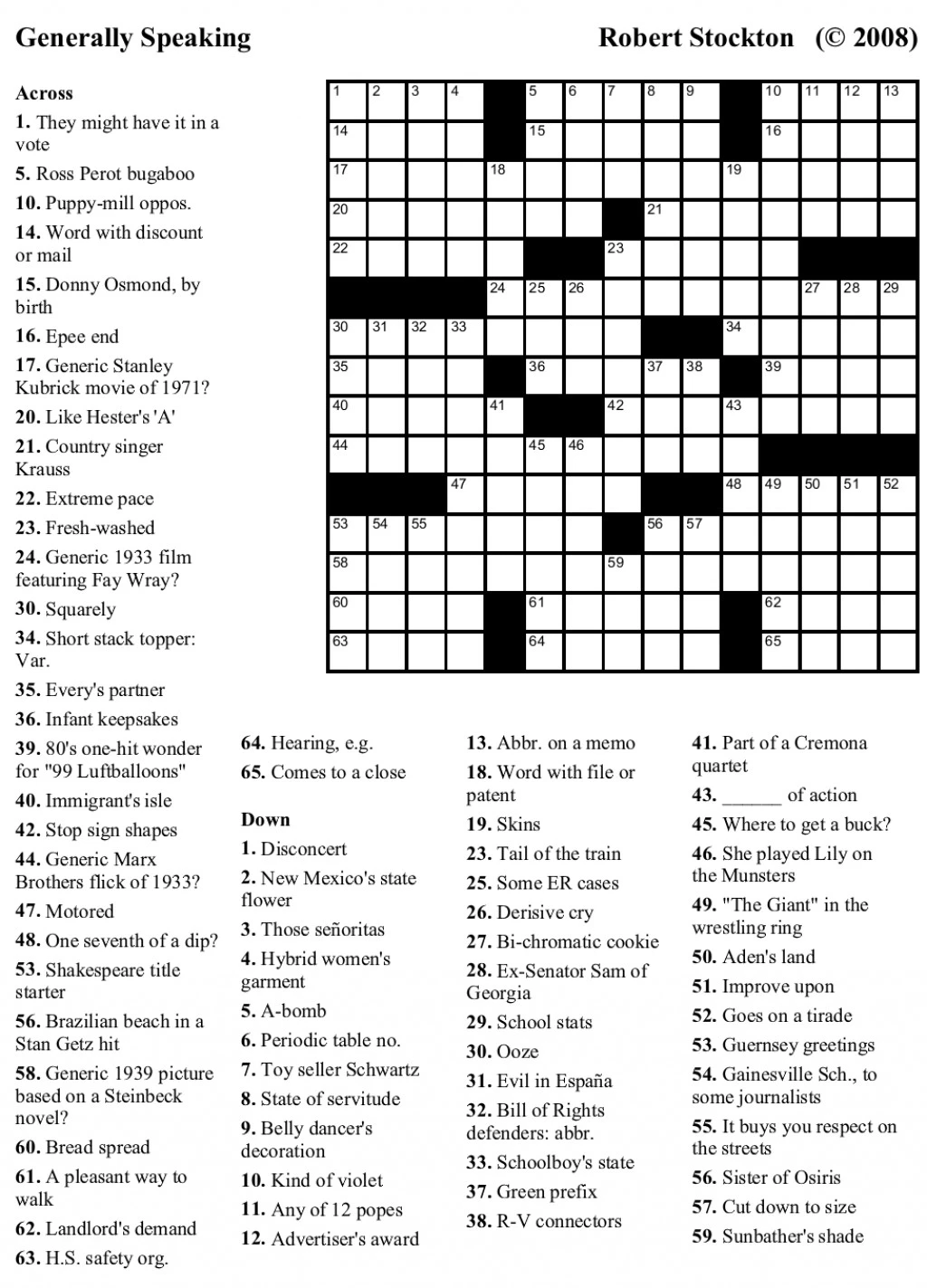 Free Printable Online Crossword Puzzle Maker